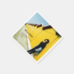 College Graduation Photo Modern Black 2014 Grad Napkin