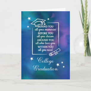 College Graduation Quote Watercolor Background Card