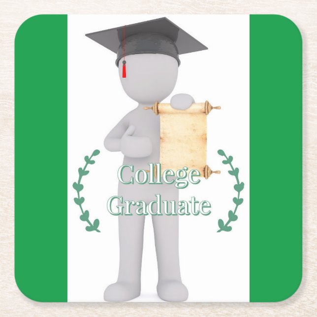 College Graduation  Square Paper Coaster (Front)