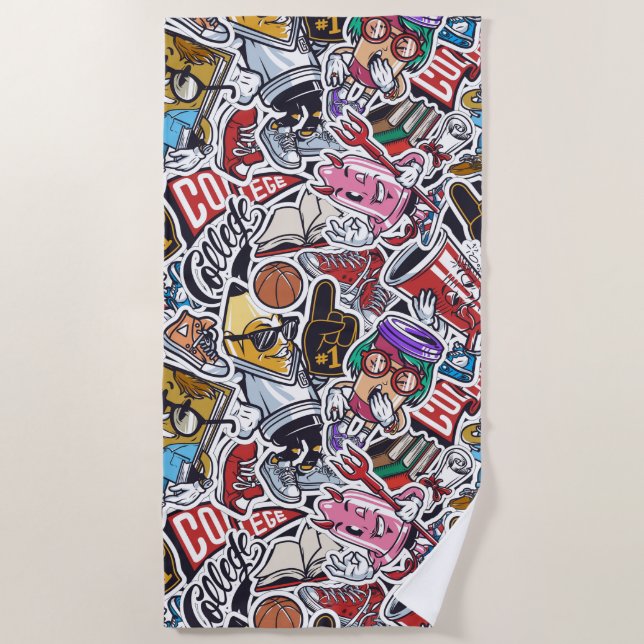 College Graffiti  Beach Towel (Front)