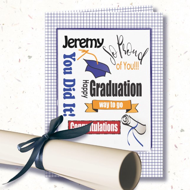 College High School Bold Blue Modern Graduation Card (Creator Uploaded)