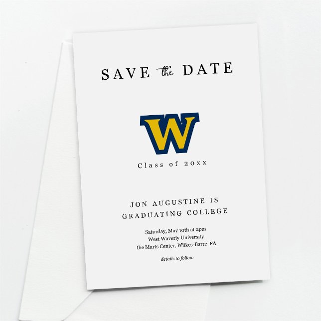 College High School Logo Graduation Save the Date Invitation (Creator Uploaded)