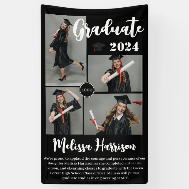 College Logo Graduate Photo Collage Announcement Banner (Vertical)
