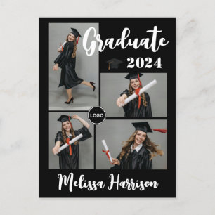 College Logo Graduate Photo Collage Announcement Postcard