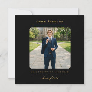 College Luxe Black Thank you Card