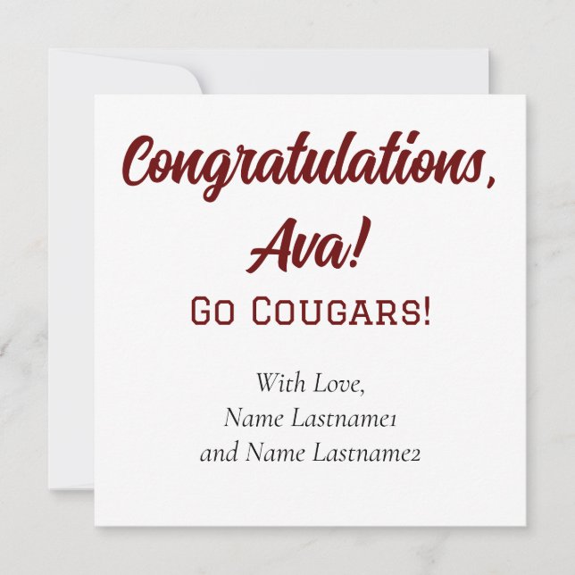 College of Charleston Personalised Gift Card (Front)