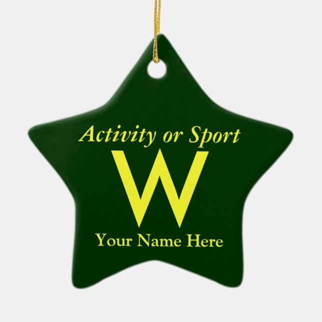 College or High School Varsity Letter Keepsake Ceramic Tree Decoration (Front)