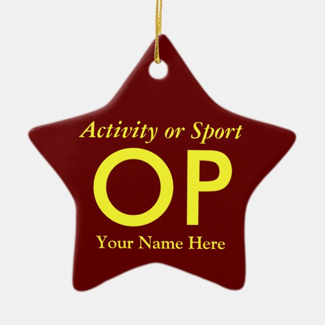 College or High School Varsity Letter Keepsake Ceramic Tree Decoration (Front)