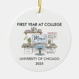 College Ornament, Freshman Year Christmas, New Ceramic Tree Decoration