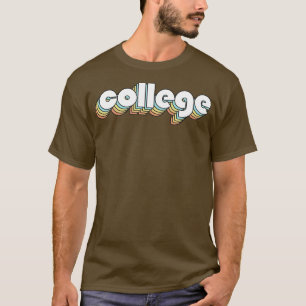 College Retro Rainbow Typography Faded Style T-Shirt