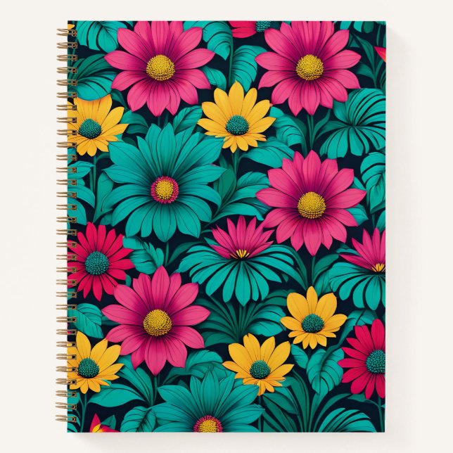 College ruled floral pattern design  notebook (Front)