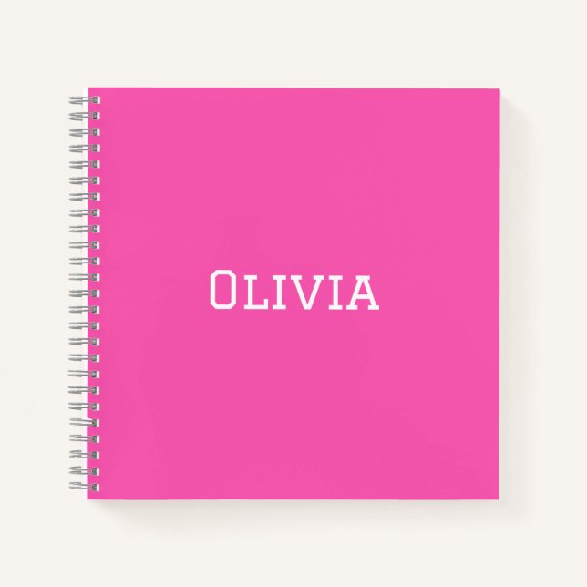 College Ruled Notebook | Hot Pink | Personalised (Front)