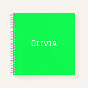 College Ruled Notebook Neon Green Personalised