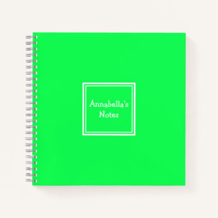College Ruled Notebook Neon Green Personalised