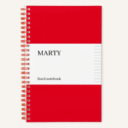 College Ruled Red Notebook with Monogram
