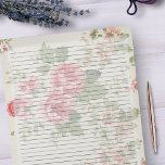 College Ruled Retro Victorian Roses Mid Century Notepad<br><div class="desc">College Ruled Notepad - Standard Letter Size Pages - 8.5" X 11"  Lined with Black College Rule Lines on Each Page for Easy Writing - One Sided Notebook Paper - This design features a retro Victorian pink roses mid century flowers vintage wallpaper design on textured cream background.</div>