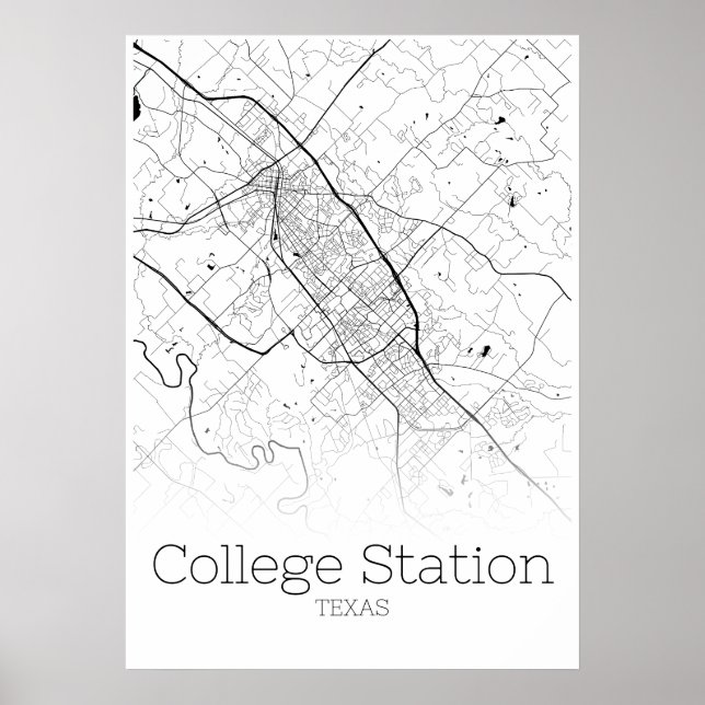 College Station Map - Texas - City Map Poster (Front)