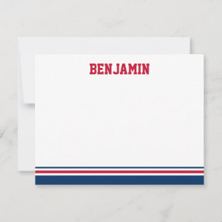 College Stripe Bar Mitzvah Thank You Card