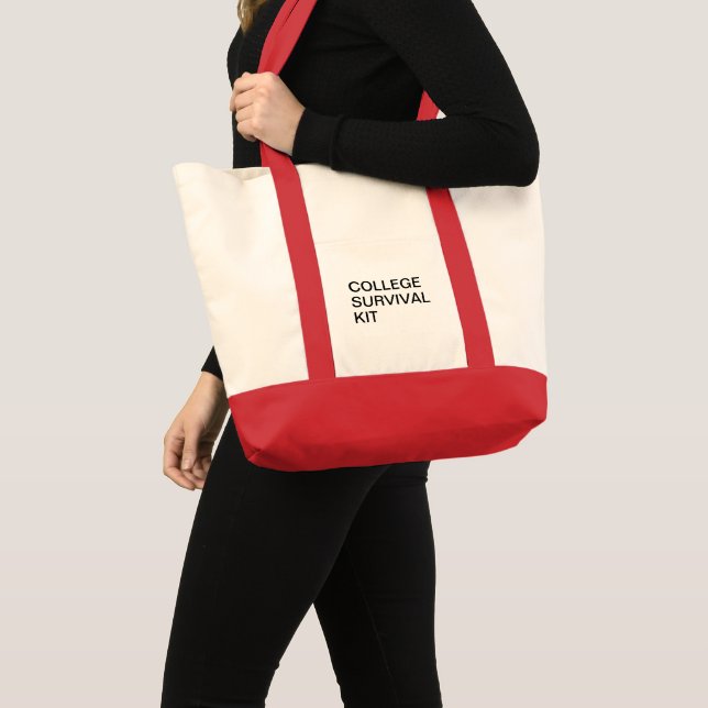 College Survival Kit Modern Student Essentials Tote Bag (Front (Product))