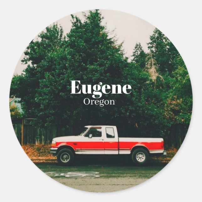 College town of Eugene - Oregon Classic Round Sticker (Front)