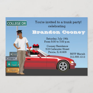 College Trunk Party Male Going Away Invitation