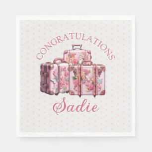 College Trunk Party Vintage Pink Congratulations Napkin