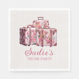 College Trunk Party Vintage Suitcases Pink Napkin