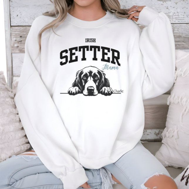 College Varsity Style Script Irish Setter Mama Sweatshirt (Creator Uploaded)