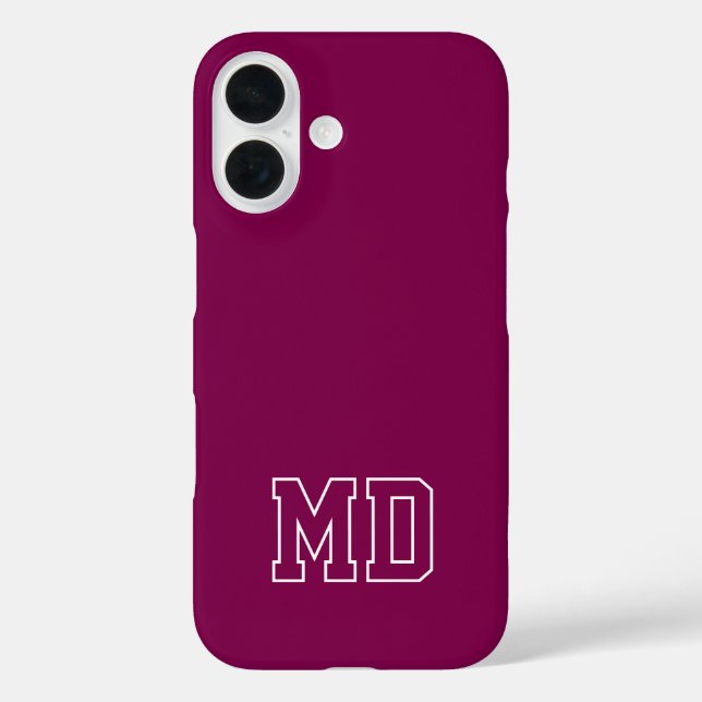 College Wine Varsity Monogram Initials Case-Mate iPhone Case (Back)