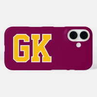 College Wine Yellow Varsity Monogram Initials