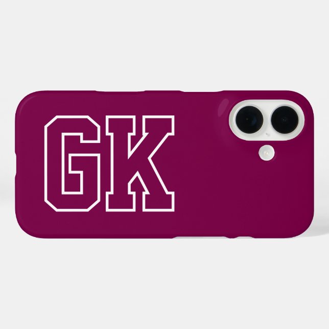 College Wine Yellow Varsity Monogram Initials Case-Mate iPhone Case (Back (Horizontal))