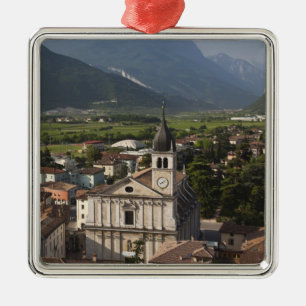 Collegiate church in morning, Arco, Trento Metal Tree Decoration