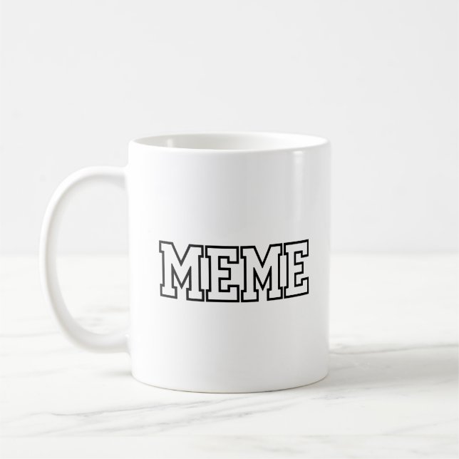 Collegiate Meme Block Letter Varsity Typography Coffee Mug (Left)