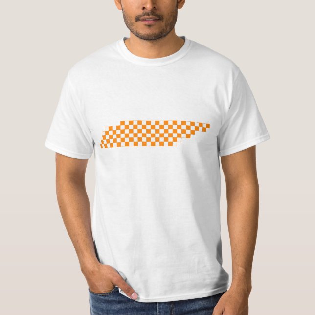 Collegiate Orange and White Pixel Tennessee T-Shirt (Front)