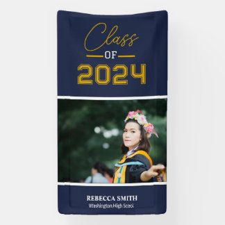 Collegiate Script Portrait Navy Banner
