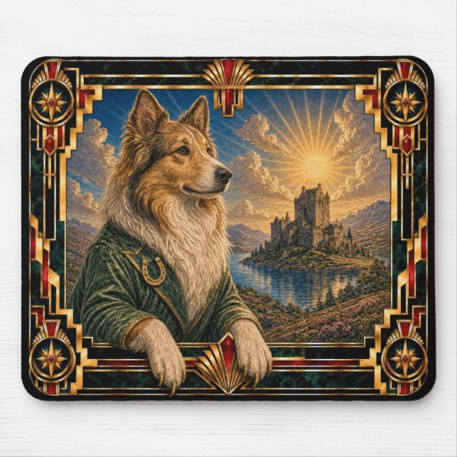 Collie, Art Deco Dog Mouse Pad (Front)
