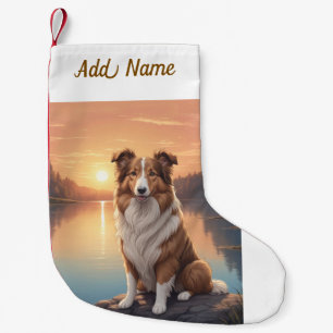 Collie by Lake Small Christmas Stocking