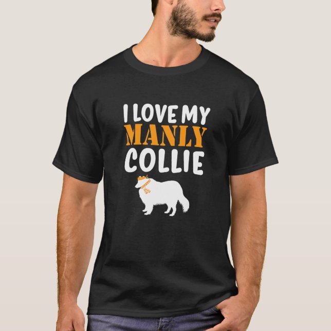 Collie Canine Pet  Boy Dog Puppy Gender Reveal Cut T-Shirt (Front)