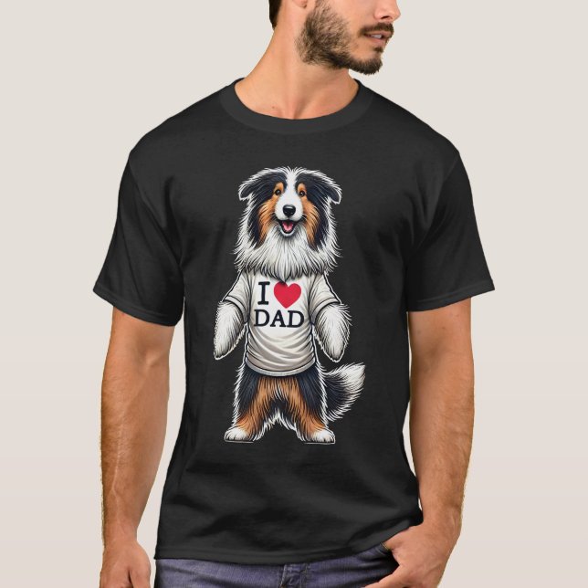Collie Dad I Love Dad Collie Lover T-Shirt (Front)