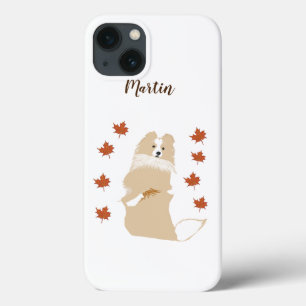 Collie Dog, Autumn Leaves iPhone 13 Case