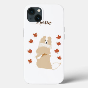 Collie Dog, Autumn Leaves iPhone 13 Case