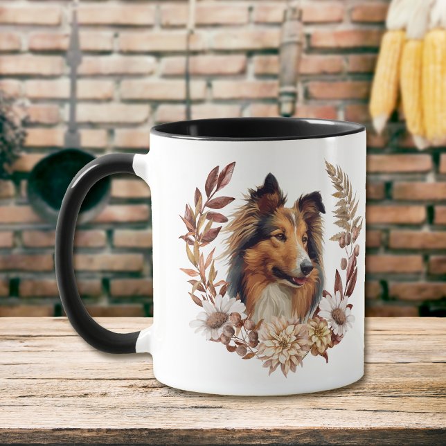 Collie Dog Autumn Wreath Mug (Creator Uploaded)