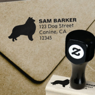 Collie Dog Breed Silhouette Return Address Rubber Stamp