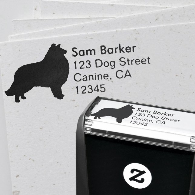 Collie Dog Breed Silhouette Return Address Self-inking Stamp (Creator Uploaded)
