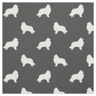 Collie Dog Breed Silhouettes Patterned Fabric