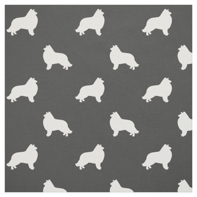 Collie Dog Breed Silhouettes Patterned Fabric (Swatch)
