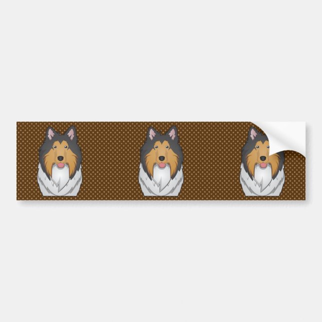 Collie Dog Cartoon Paws Bumper Sticker (Front)