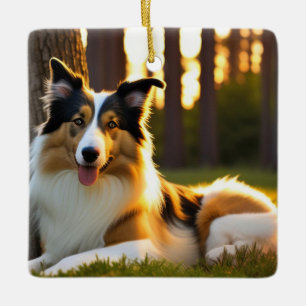 Collie Dog Ceramic Ornament