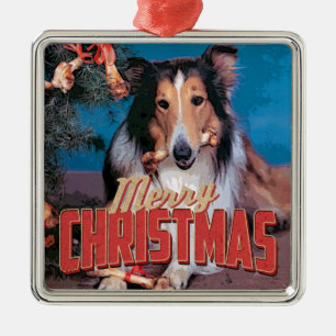 Collie Dog Christmas Metal Ornament