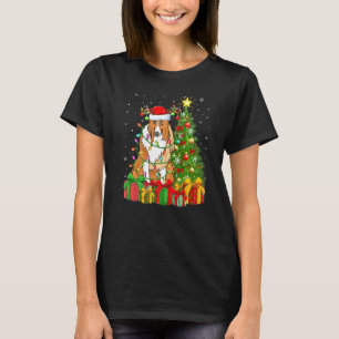 Collie Dog Lighting Xmas Tree Santa Hat Collie Chr T-Shirt